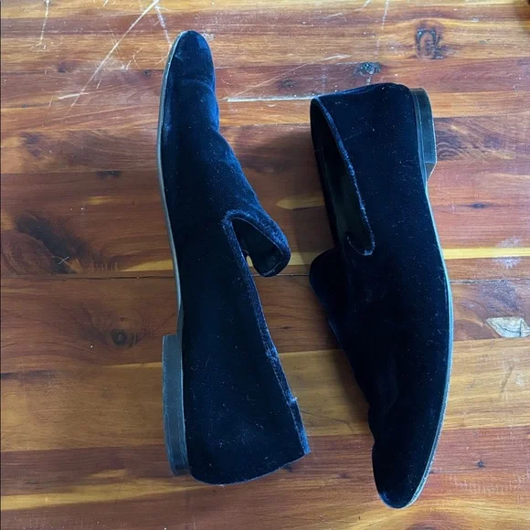 VINCE Luxurious Midnight Blue Velvet Leather Loafers Made in Italy - Picture 2 of 4